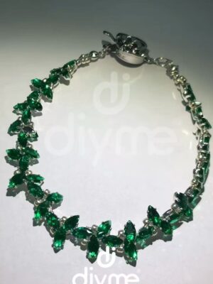 13#-Emerald Leaves Bracelet-DIY material package
