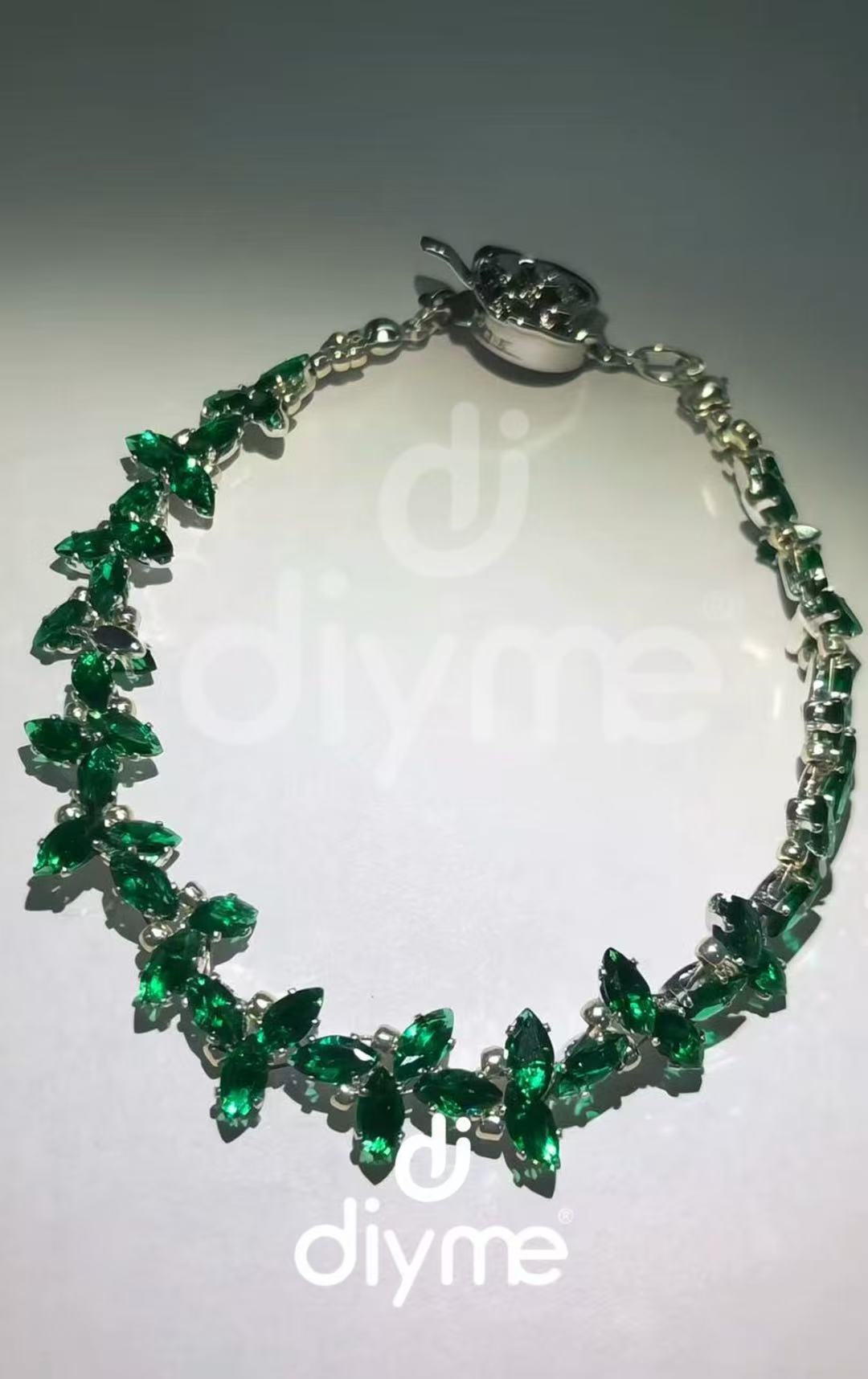 13#-Emerald Leaves Bracelet-DIY material package